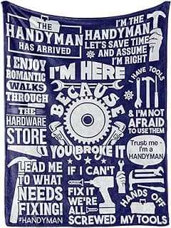 Hanyman Gifts Blanket for Man - 50" x 65" Throw, Flannel Blanket - Birthday Gifts for Handyman - Broke