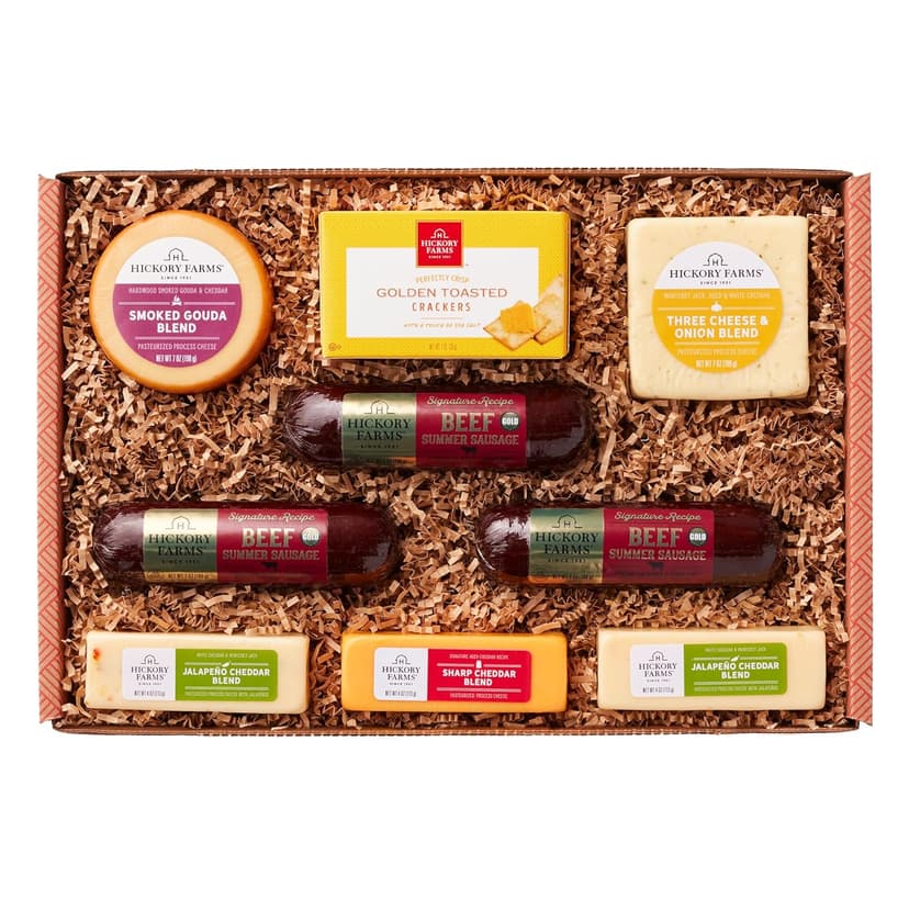 Hickory Farms Signature Beef Meat and Cheese Gift Basket (Large) - Box Set | Charcuterie Board Food | Summer Sausage | Father's Day | Mother's Day | Easter | Christmas | Holiday | Housewarming | Gourmet | Sympathy | Care Package