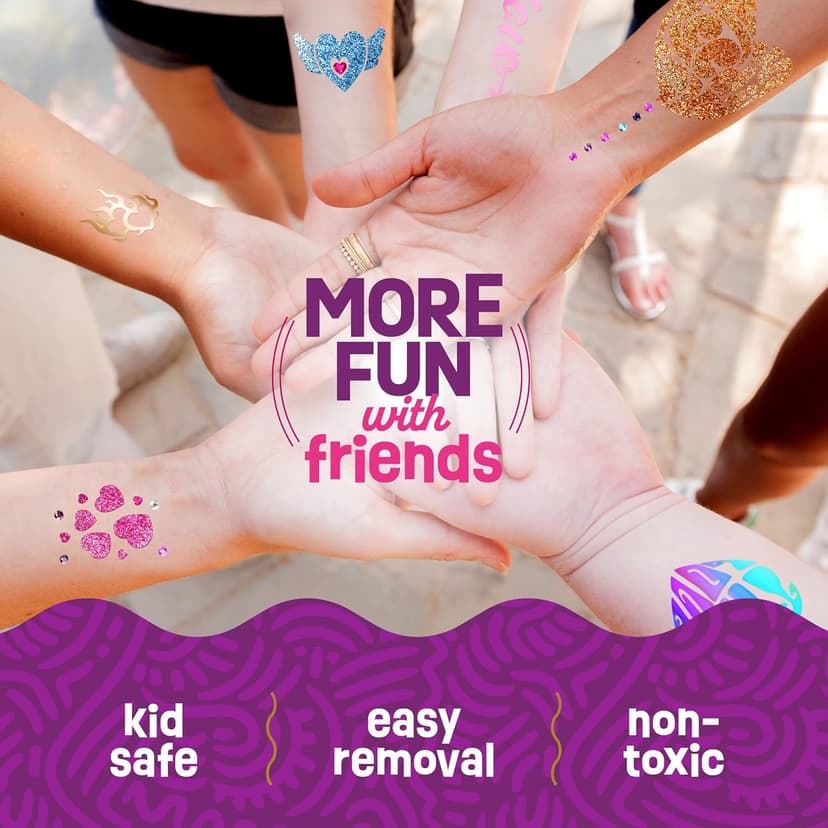 Pretty Me Glitter Tattoo Kit for Kids - Glitter & Metallic Fake Tattoos for Girls - Birthday Gift Ideas for Girl - Temporary Tattoo Set - Craft Kits Toys for Ages 6 7 8 9 10 11 Year Old - Cool Gifts