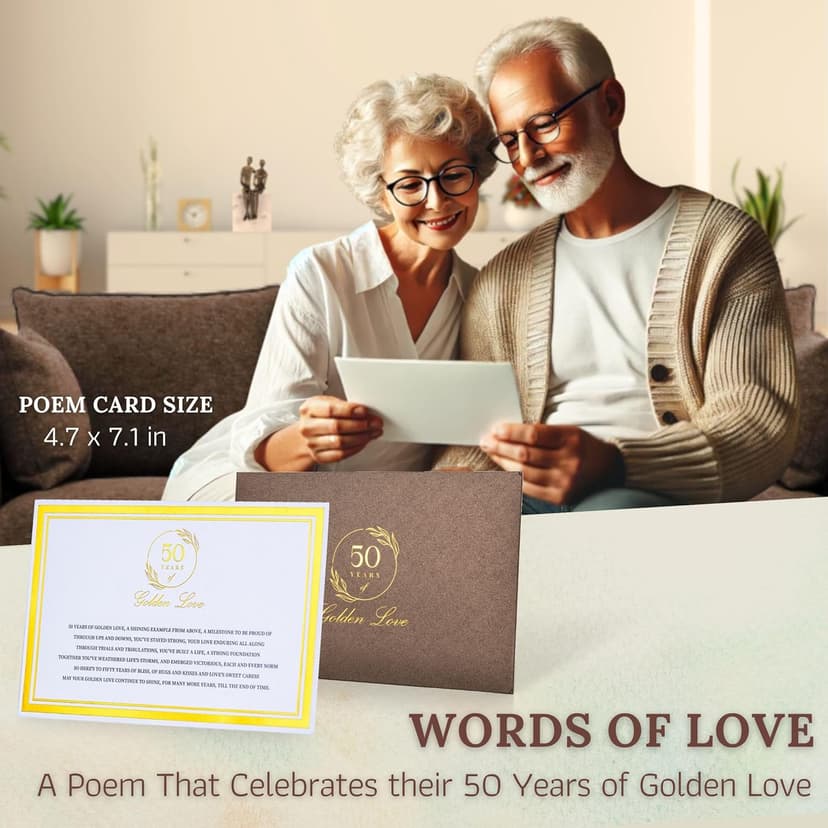 50th Wedding Anniversary Couple Gifts - Iron and Marble Sculpture - Gifts for 50th Wedding Anniversary for Parents or Friends - Includes Present Box, Engraved Plaque and Poem Card