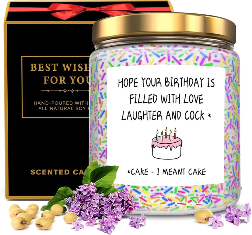 Funny Birthday Gifts for Women Sister Friend Female,Rude Birthday Anniversary Gag Gift for Women, Unique Sprinkle Candle Gifts