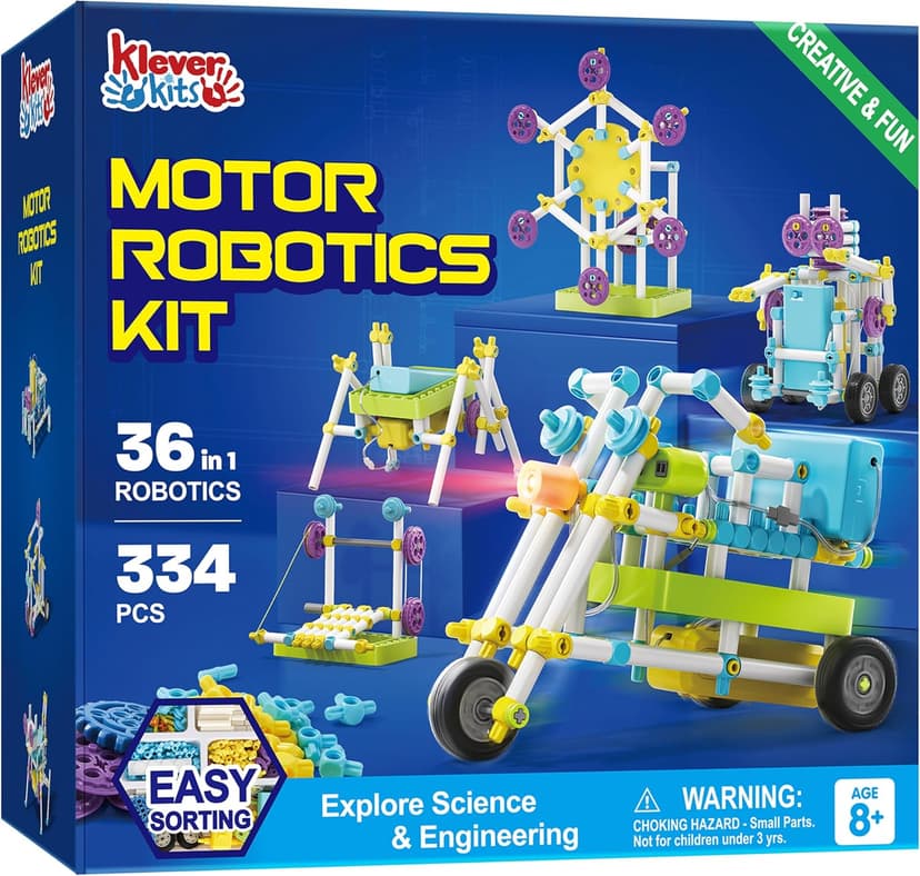 Klever Kits 36-in-1 Motor Robotic Kits, Make Your Own Kids Craft Kits Educational STEM Toys for Ages 8-13 Boys and Girls, Science Gifts for 8 Years Old