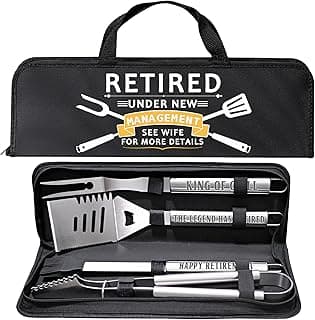 Retirement Gifts for Men, Retired Gifts for Men, Dad, Grandpa, Coworker, Teacher, Boss, Grilling Accessories, Heavy Duty Stainless Steel Grill Set BBQ Grill Tools for Outdoor Grill with Aluminum Case