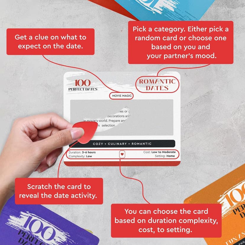 100 Date Night Ideas Scratch-Off Cards: Fun & Romantic Game for Couples | Special Anniversary Surprise for Him, Her, Boyfriend, Girlfriend, Wife, or Husband | 5 Categories for Relationship Building!