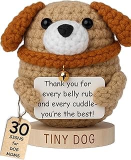 Dog Mom Gifts for Women - Positive Crochet Animal with 30 Cute Signs for Dog Moms, Unique Birthday Gift for Pet Lovers, Funny Present for Birthday, Christmas, Mothers Day - Funny Furr Mama Gifts