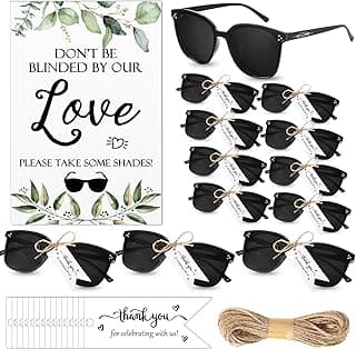Kanayu Wedding Favors for Guests Wedding Party Sunglasses Gifts Wooden Love Sign Decoration Black Mr Mrs Glasses Bulk