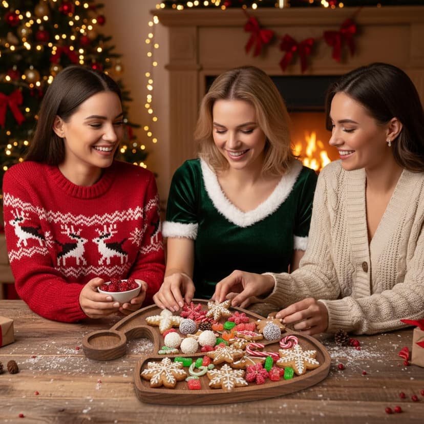 Maxcheck Santa Hat Christmas Serving Tray Platter Charcuterie Board Christmas Wood Serving Dish Cutting Board Rustic Farmhouse 11.42 x 10.43 Inches Table Plate for Cheese Food Fruit Party