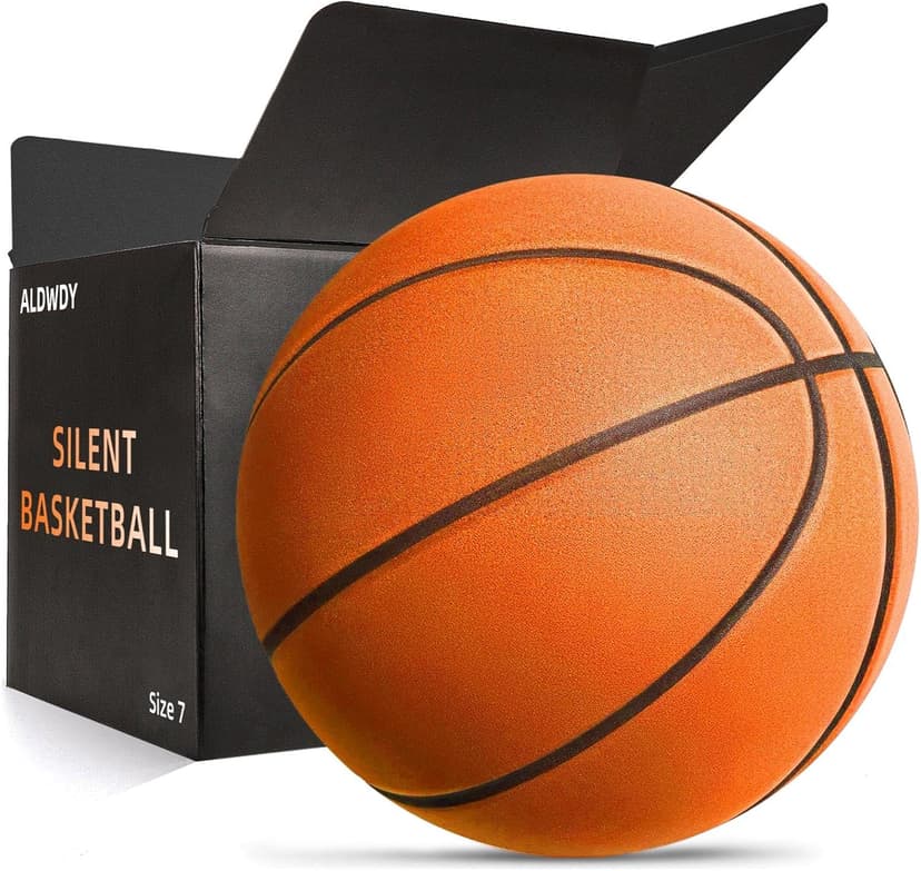 Silent Basketball Size 7 (29.5") – Grooved Airless Indoor Basketball for Quiet Dribbling and Indoor Training, Pro PU Foam Ball – Real Feel Higher Bounce Quieter