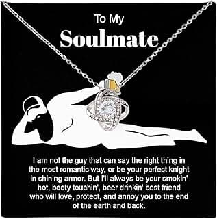 To My Soulmate Necklace For Women, Funny Gifts For Girlfriend, Personalized Christmas Presents For Girlfriend, Best Birthday Meaningful Gift Ideas For Wife, Women Romantic Jewelry For Her Anniversary
