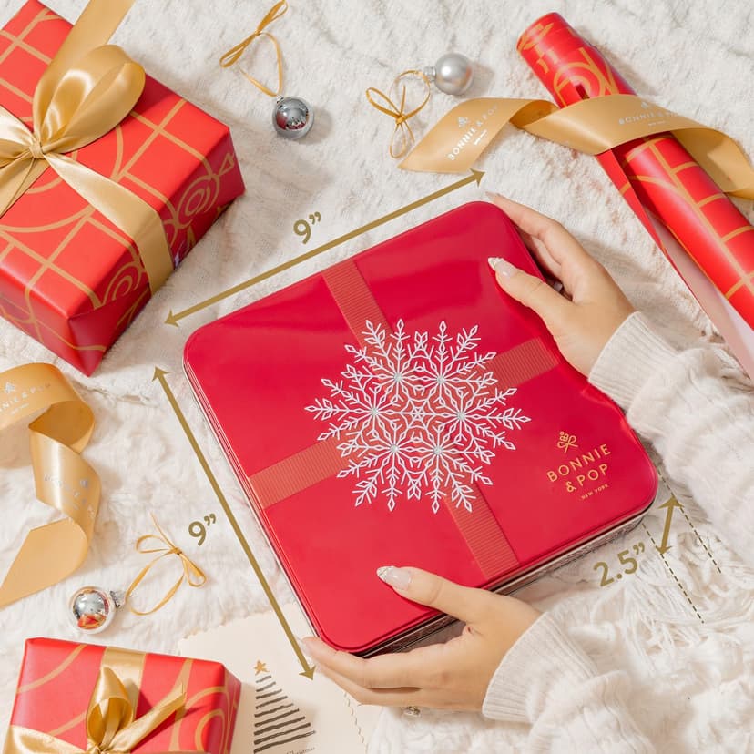 Bonnie and Pop's Holiday Tin- with Assorted Christmas Chocolate, Nuts, Bark, Truffles – Festive, Corporate, Family, Gift Basket Idea for Men and Women