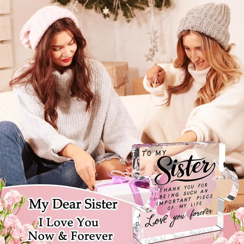 Sister Birthday Gifts, Big Sisters Gift Ideas from Sister, Unique Acrylic Puzzle Plaque Sister Gift Baskets Stuffers for Women Easter Birthdays Wedding