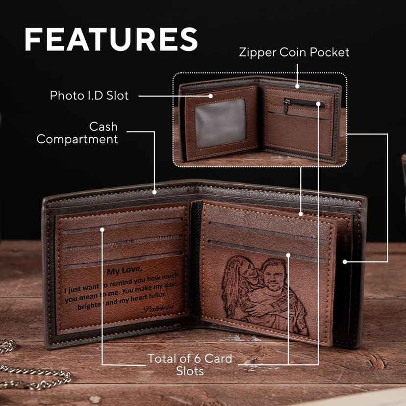 GIFTS TO ENGRAVE Personalized Gifts for Men – Custom Wallets for Men with Name Engraving | Personalized Wallet for Men – Great Fathers Day Wallet Gift for Husband, Dad, or Boyfriend