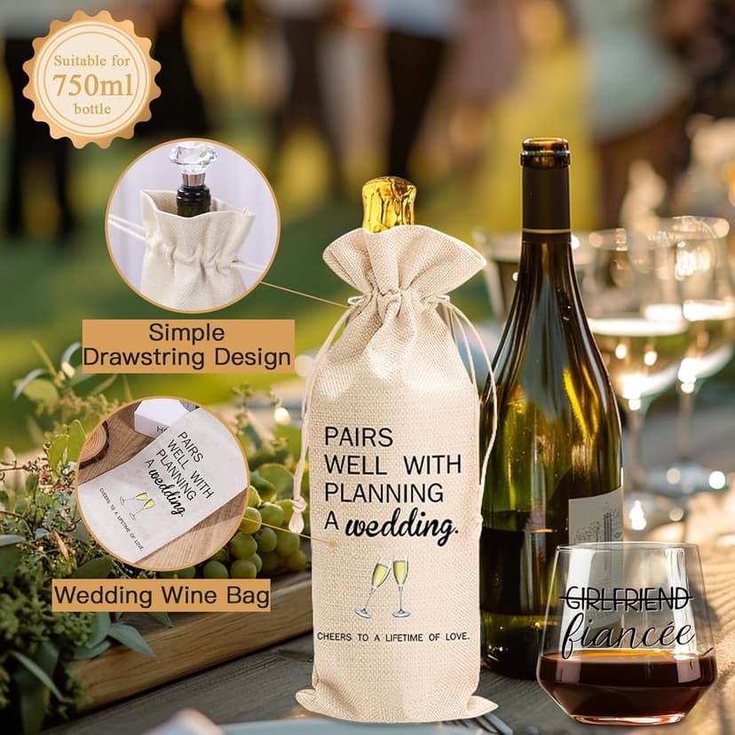 Engagement gifts for couples gifts for Newly Engaged,2025 Engagement present for Her Fiance Fiancee wine glasses for Women,Mr Mrs Gifts engaged gifts for Bridal,Women Engagement Gifts