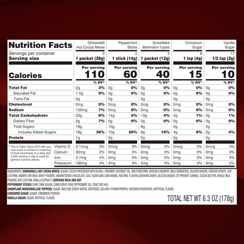 Hot Cocoa for Two Gift Set Made with Ghirardelli, Includes 2 Mugs, 2 Hot Cocoa Mixes, 2 Sugar Toppings, 2 Peppermint Stirrers & 2 Snowflake Marshmallows