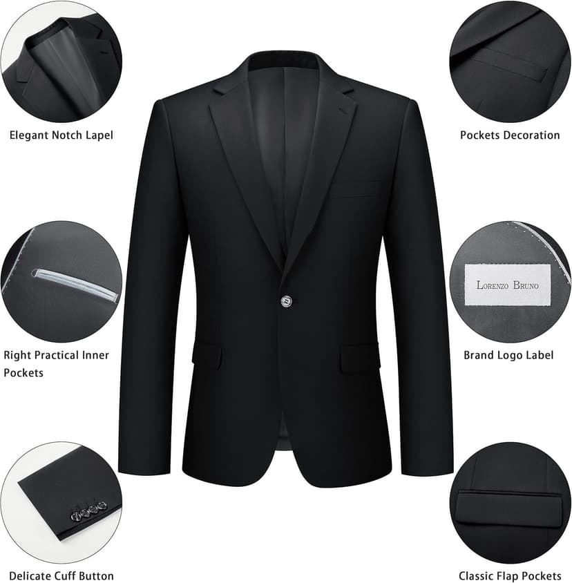 Mens Suit 2 Piece Suits for Men One Button Slim Fit Solid Jacket & Pants Tuxedo Set Business Wedding Party