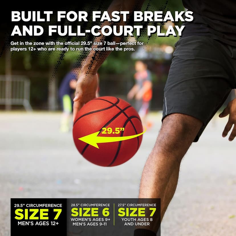 Lifeworks Rubber Basketball - Made for Indoor and Outdoor Games - Sold Deflated (Pump NOT Included)