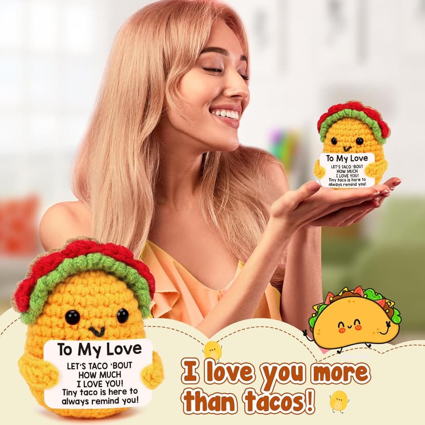 Boyfriend Husband Anniversary I Love You Gifts for Her Him Women Girlfriend Wife Birthday Unique Gift Idea, Handmade Crochet Taco Couples Romantic Valentines Christmas Small Wedding Gifts - To My Love