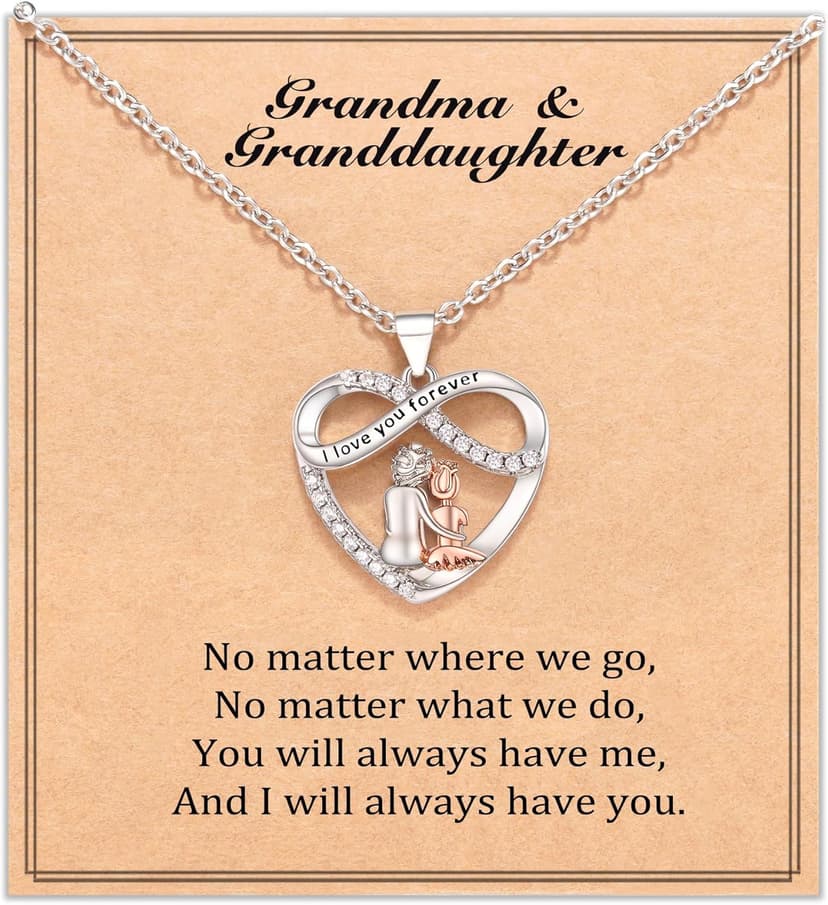 Infinity Heart Necklace Christmas Jewelry Gifts for Grandma Granddaughter Birthday Jewelry Gifts