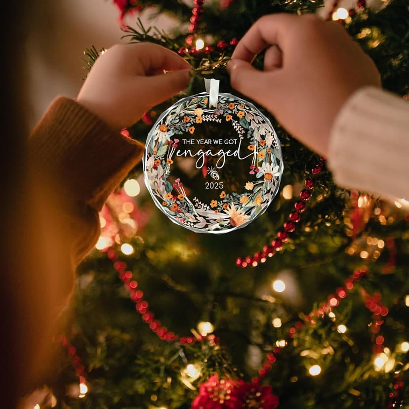 Engagement Gifts for Couples - The Year We Got Engaged 2025 Glass Ornament – Just Engagement Present Ideas for Newly Engaged Women, Bride to Be, Fiance, Friend, Daughter,Christmas Engage Ornamnet