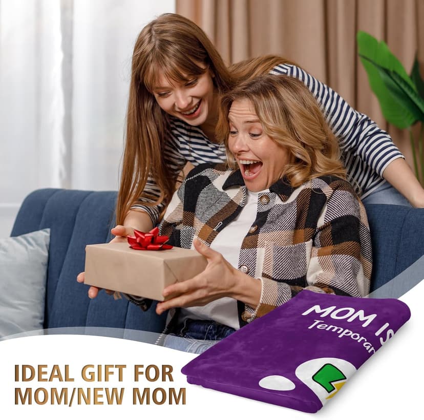 Craftique Gifts for Mom Birthday Christmas- Funny Soft Mom is Charging Blanket- New Moms Gifts for Women, Practical Blanket Throw for Napping Travel, 60”×50”