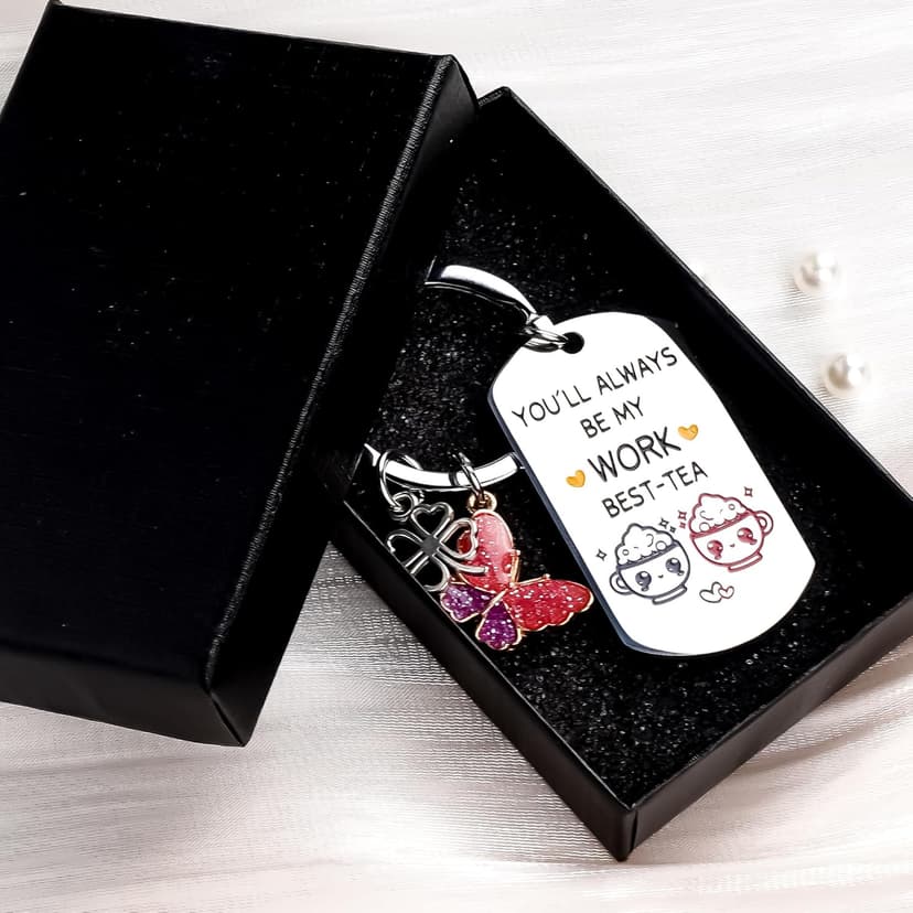 Coworker Leaving Gifts for Women - Funny Friendship Thank You Work Bestie Keychain Present for Friend Colleague Christmas