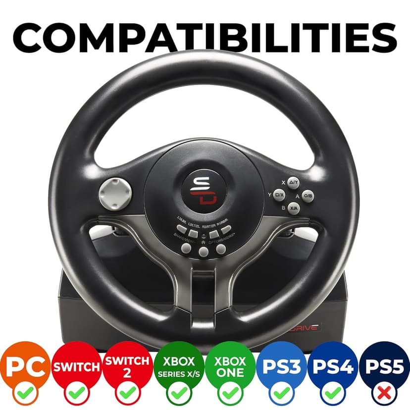 SUBSONIC Superdrive - SV250 Steering wheel with pedals and gearshift paddles racing wheel for nintendo Switch 2 - Switch - Ps4 - xbox Seie X/S, Xbox One - PC