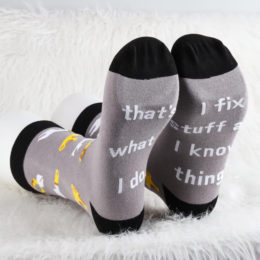 MBMSO Maintenance Worker Gifts 2 Pairs That's What I do I Fix Stuff and I Know Things Socks Handyman Gifts Repair Man Gift