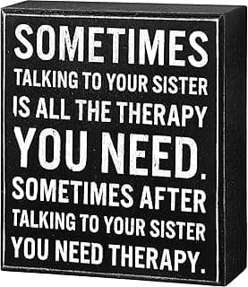 Jetec Funny Sister Gifts Sometimes Talking to Your Sister Is All the Therapy You Need Wood Sign 5.9 x 5.1 Inch Funny Plaques with Sayings Decorative for Christmas Home Decor