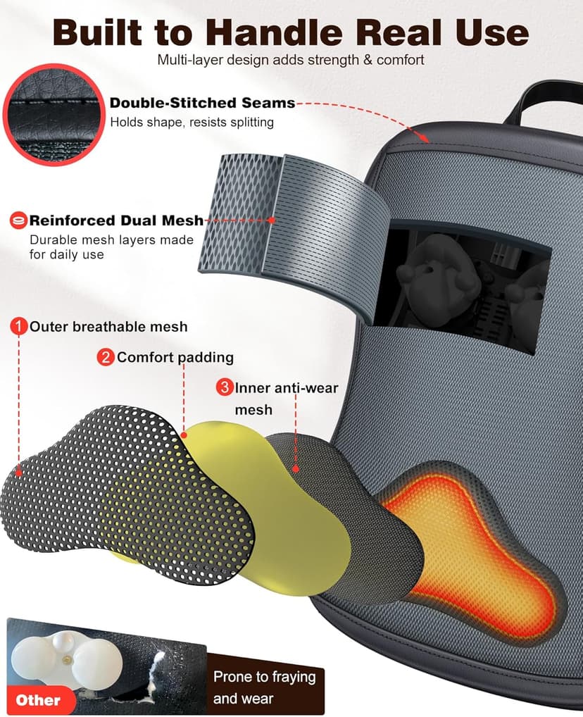 Shiatsu Back Massager with Heat : Up and Down Rolling Massage - Electric Back Massager for Pain Relief Deep Tissue - Heated Lower Back Massager for Office, Home Use