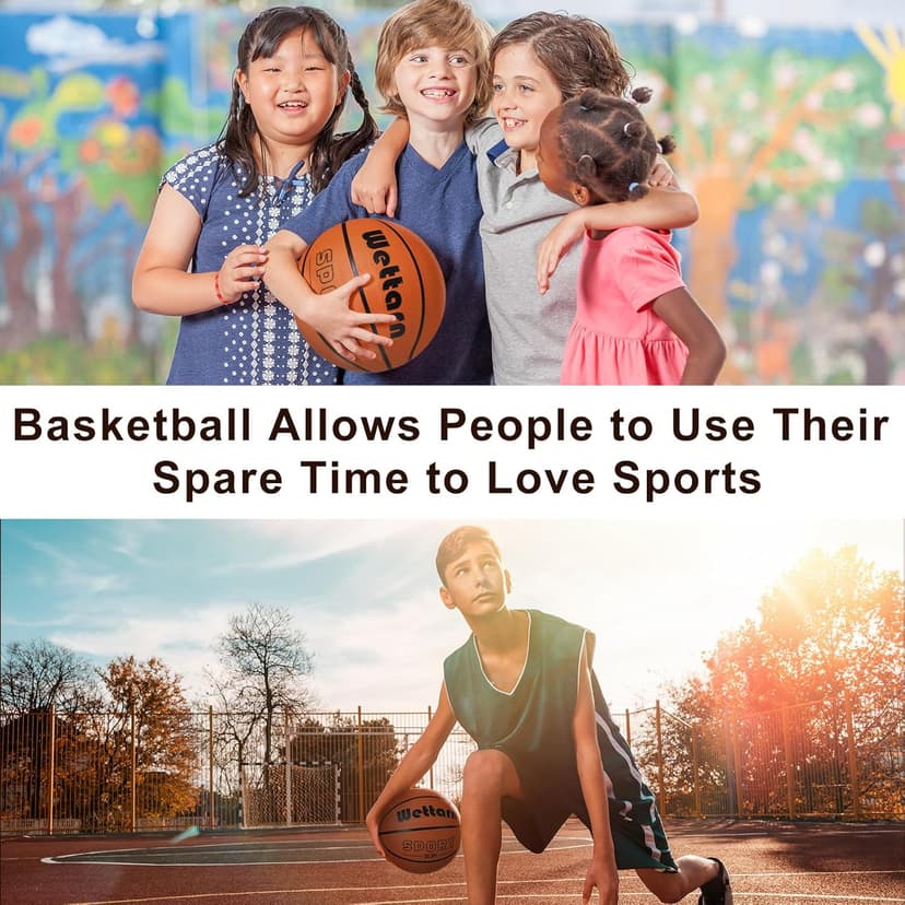 Wettarn Rubber Training Basketball with Pump Street Ball Made for Teens Adults Indoor and Outdoor Game Gym Training Competition Basketball Games