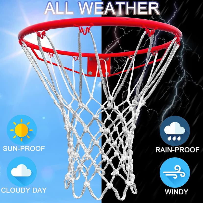 Basketball Net Outdoor,(7.16 oz) 12 Loops Professional Heavy Duty Basketball Net Replacement,All Weather Anti Whip,Suitable for Outdoor Standard Basketball Hoop