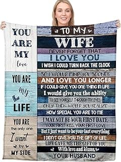 Anniversary Romantic Gift for Wife, Ultra-Soft Micro Fleece Sherpa Throw Blanket, Christmas Day Gifts for Her, Wife Birthday Gifts from Husband, for Bedding Sofa and Travel