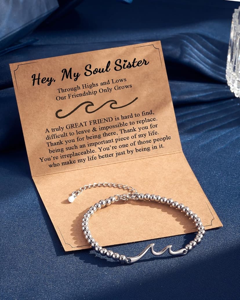 Tarsus Gift for Friends, The Waves of Life We've Through Together, Woman Friendship Gifts Idea, Wave Bracelet for Best Friend Bestie Soul Sister Birthday Gifts For Her