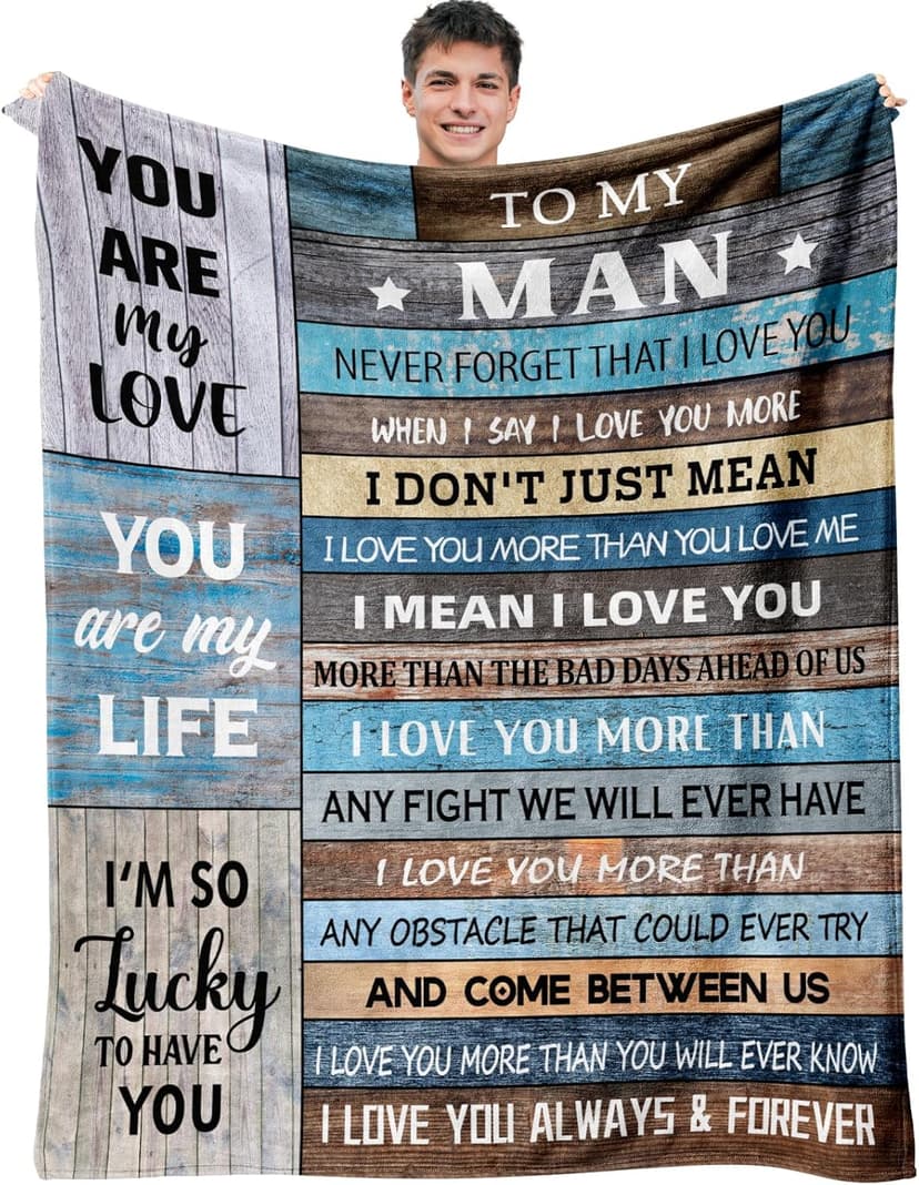 Gifts for Boyfriend/Husband, Boyfriend Birthday Gifts, I Love You Gifts for Him, Wedding Anniversary Birthday Gift for Men, 1 Year Anniversary Romantic Gift for Boyfriends, to My Man Blanket 60"X50"