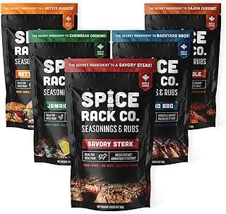 Spice Rack Co. BBQ Seasonings And Rubs - Smoking & Grilling Spices and Seasonings Sets, Grilling Accessories & Smoker Accessories, Birthday Gifts For Him, Mens Birthday Gifts For Men (5 Pack)