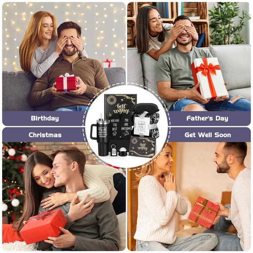 Gift Basket for Men - Best Birthday Gifts Box, Anniversary Gift Set, Boyfriend Gift Kit, Get Well Soon Baskets, Self Care Package, Unique Ideas Present for Him Dad Brother Husband Boy Friend Man