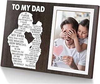 Cool Dad Gifts Ideas from Daughter, To Thank You Dad Birthday Gift Wooden Picture Frame for Dad's Christmas Thanksgiving Retirement Fathers Day Tabletop Wall Decor, Meaningful Appreciation Present