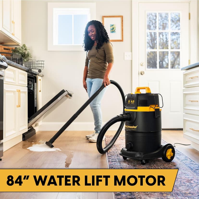 Vacmaster Professional VDK811PW 0201 8 Gallon 4.5 Peak HP Wet/Dry Vac with Self-Cleaning Filter System, 8 Gal, Black