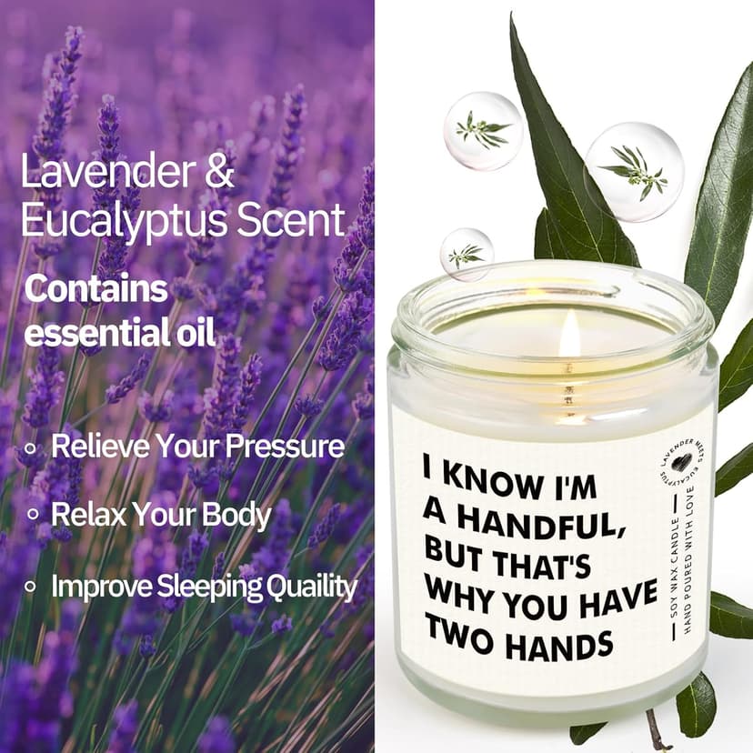 Anniversary Candle Gifts for Boyfriend, Husband, Him - Handmade Lavender Scented (7oz), Funny Birthday Valentines Day Christmas I Love You Gift for Him Boyfriend