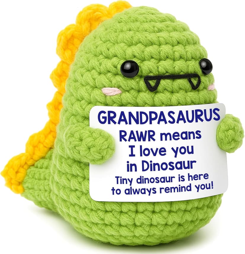 OCCdesign Mini Christmas Birthday Gifts for Grandpa from Granddaughter Grandson I Love You Grandpa Best Ever Papa Gifts Handmade Crochet Cute Small Dinosaur for Grandfather Grandparents Day