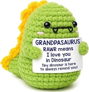 OCCdesign Mini Christmas Birthday Gifts for Grandpa from Granddaughter Grandson I Love You Grandpa Best Ever Papa Gifts Handmade Crochet Cute Small Dinosaur for Grandfather Grandparents Day