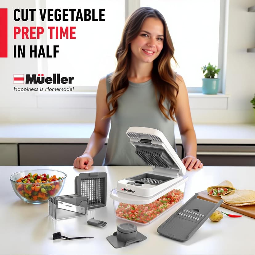 Mueller Pro-Series 10-in-1, 8 Blade Vegetable Chopper, Mandoline Slicer, Food Chopper with Container, Fruit Slicer, Kitchen Gadgets & Accessories, Home Essentials
