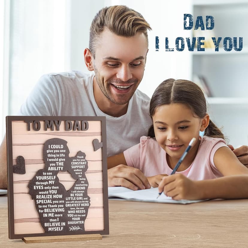 Gifts for Dad from Daughter, Best Dad Ever Gifts, Father s Day Gifts for Dad from Daughter, Daddy Gift Ideas, Dad Christmas Gifts Birthday Gifts, Dad and Daughter Gifts Wooden Silhouette Sign Plaque