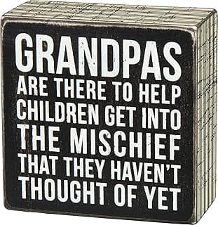 Primitives by Kathy 27218 Pinstripe Trimmed Box Sign, Grandpas, Wood, Small, black/white