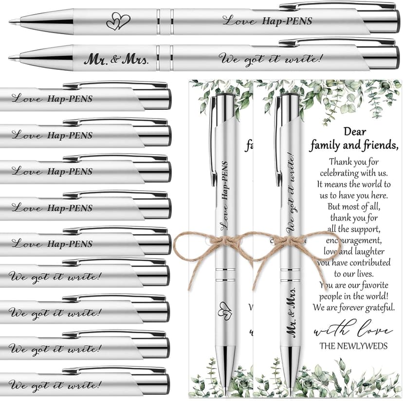 50 Sets Wedding Favors for Guests Includes 50 Black Ink Retractable Ballpoint Pen 50 Thank You Cards 50 Organza Bag with Hemp Rope Bridal Shower Favors Bridal Shower Gifts for Party Supplies