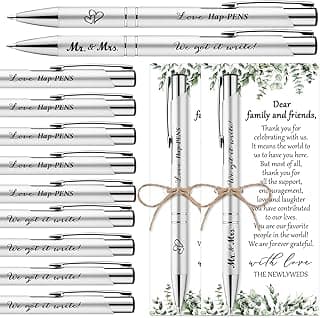 50 Sets Wedding Favors for Guests Includes 50 Black Ink Retractable Ballpoint Pen 50 Thank You Cards 50 Organza Bag with Hemp Rope Bridal Shower Favors Bridal Shower Gifts for Party Supplies
