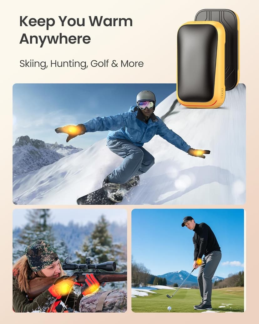 Gaiatop Electric Hand Warmers Rechargeable, Magnetic Pocket Hand Warmer 2-Pack, 3s Fast Heating, Fits in Gloves, for Winter Sports, Hunting Accessories, Stocking Stuffers Gifts for Men Women