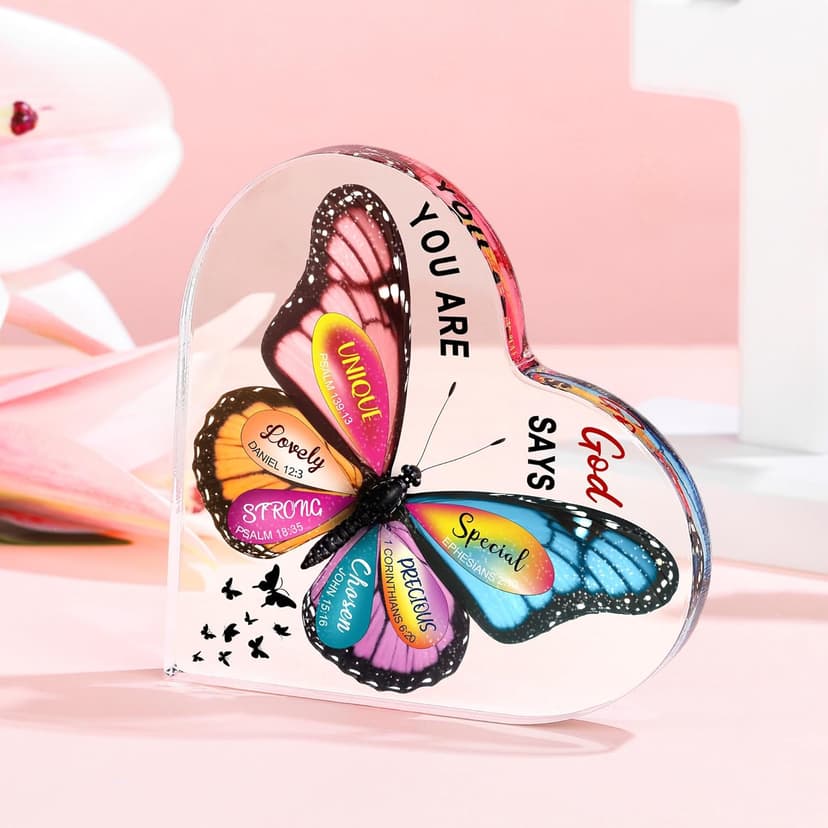 Christian Gifts for Women Faith Based Gift Inspirational Gifts for Women Birthday Unique Catholic Gift Bible Accessories Inclue Bible Verse Jar Butterfly Decorations Socks Glass Can Candles Tote Bag