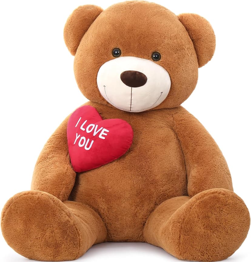 MaoGoLan Giant Teddy - I Love You Red Heart Big Dark Brown Stuffed Animal - Huge Valentines Teddy for GF,BF,Wife,Gift - Anniversary Birthday Gift