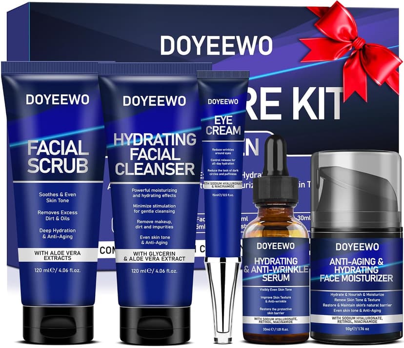 Skin Care for Men, Hydrate, Firm, Anti-Aging & Wrinkle Facial Skin Care Routine Kit Set,Mens Christmas Gifts Stocking Stuffers Secret Santa Gifts for Men Him Dad Boyfriend Husband Birthday Valentines
